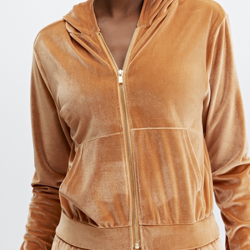 Stun them in this beautiful honey velour hoodie!